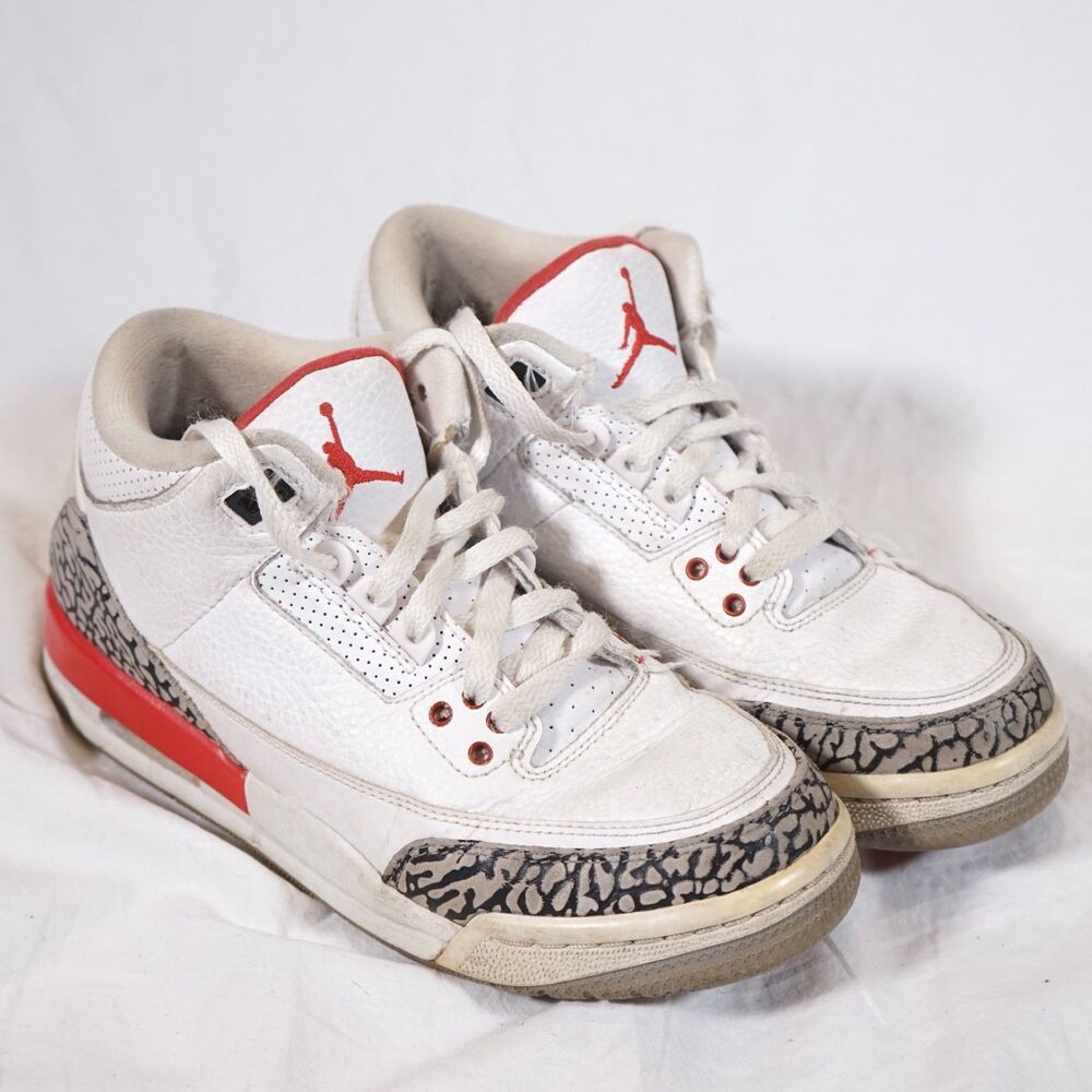 Nike Air Jordan 3 Retro “Hall of Fame Katrina” Red Cement Sneakers Youth Size 5Y